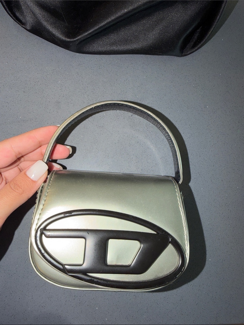 Diesel Metallic Light Green Mini Top-Handle with crossbody